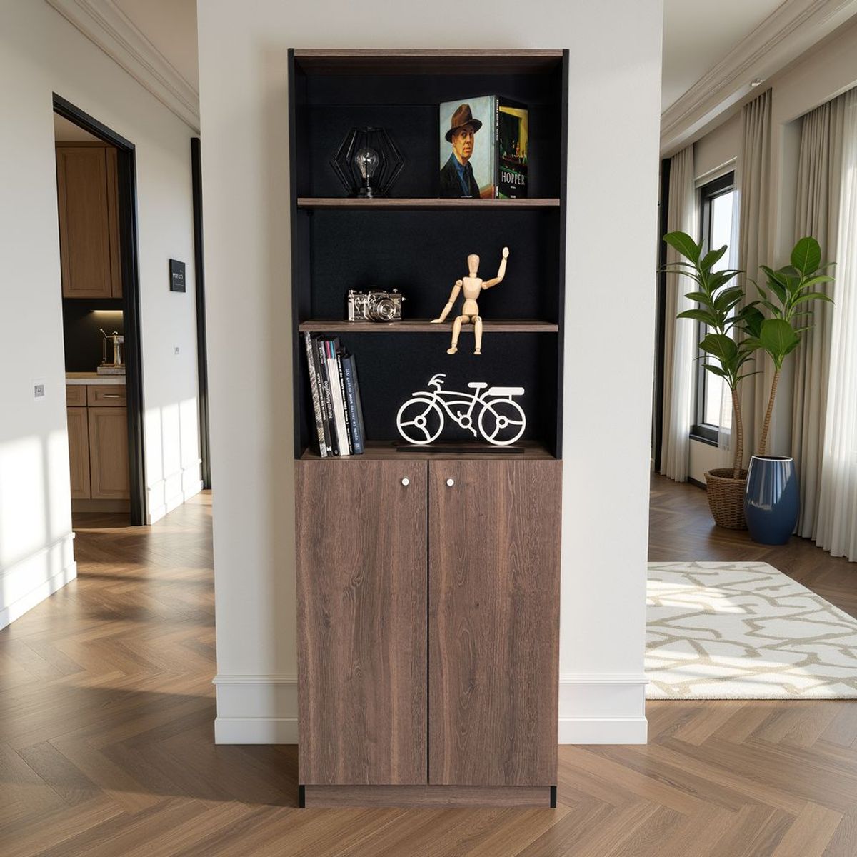 TUHOME - Estante 2 Puertas Home E4 180.6x62.8x31.4 Cm Wengue Y Milan