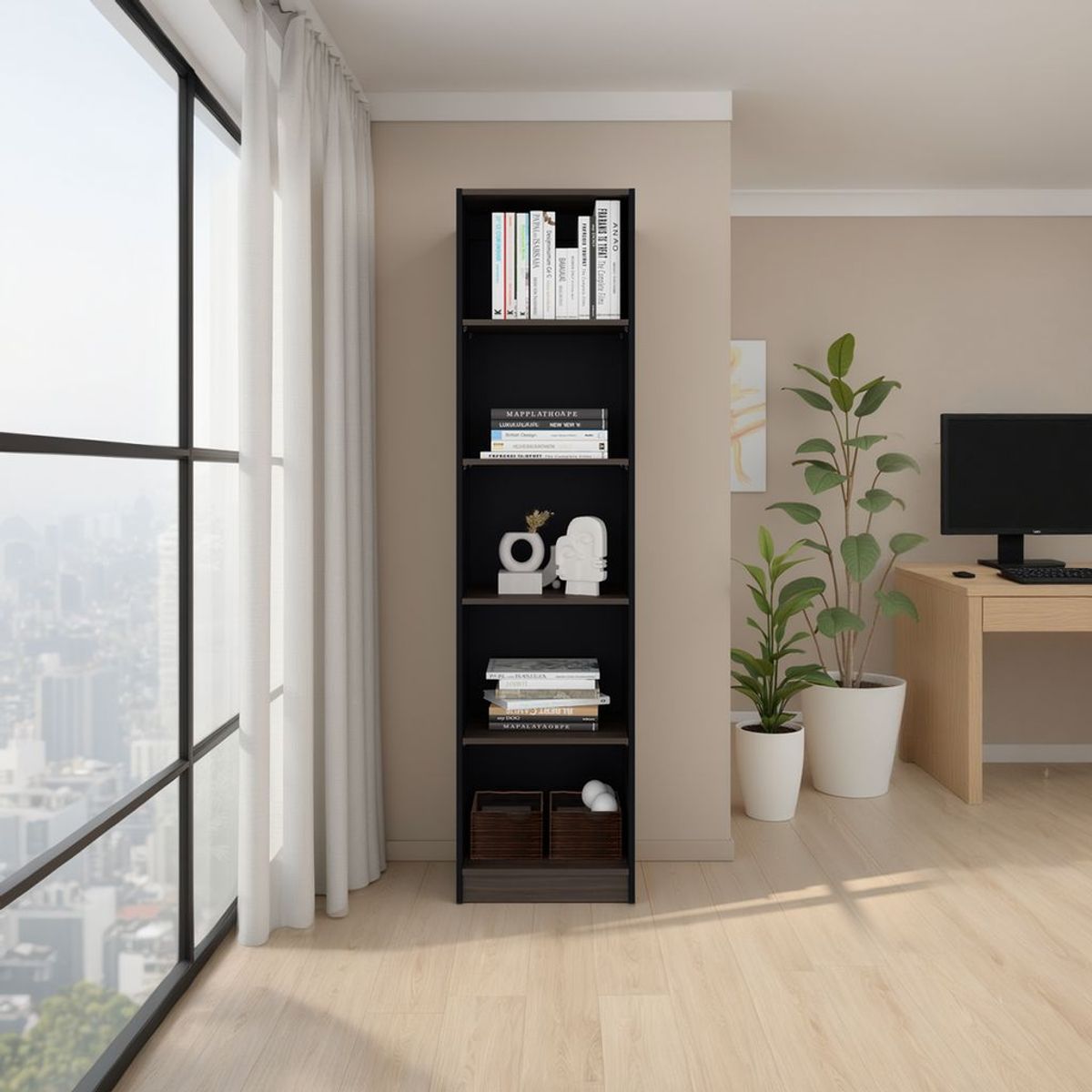 TUHOME - Estante 2 Puertas Home E4 180.6x62.8x31.4 Cm Wengue Y Milan