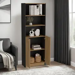 TUHOME - Estante 2 Puertas Home E4 180.6x62.8x31.4 Cm Wengue Y Fresno