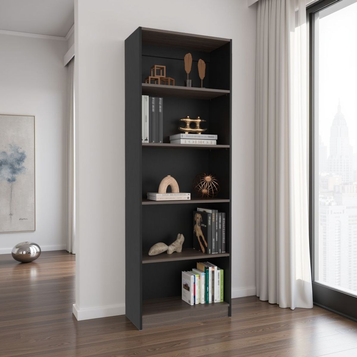 TUHOME - Estante 4 Repisas Home E3 180.6x62.8x29.9 Cm Wengue Y Milan