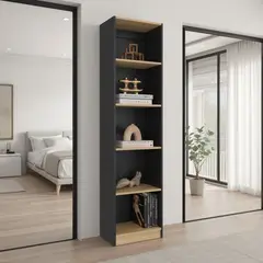 TUHOME - Estante 4 Repisas Home E2 180.6x45x29.9 Cm Wengue Y Fresno