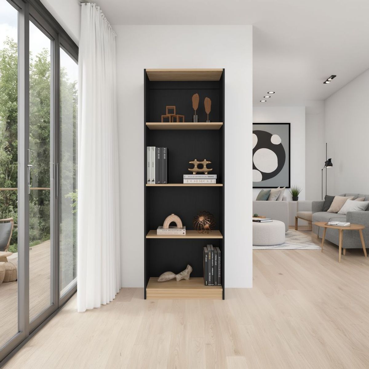 TUHOME - Estante 3 Repisas Home E1 180.6x62.8x29.9 Cm Wengue Y Fresno
