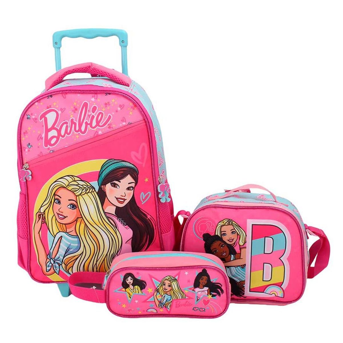 BARBIE - Set Mochila Escolar con ruedas Barbie + Lonchera + Estuche