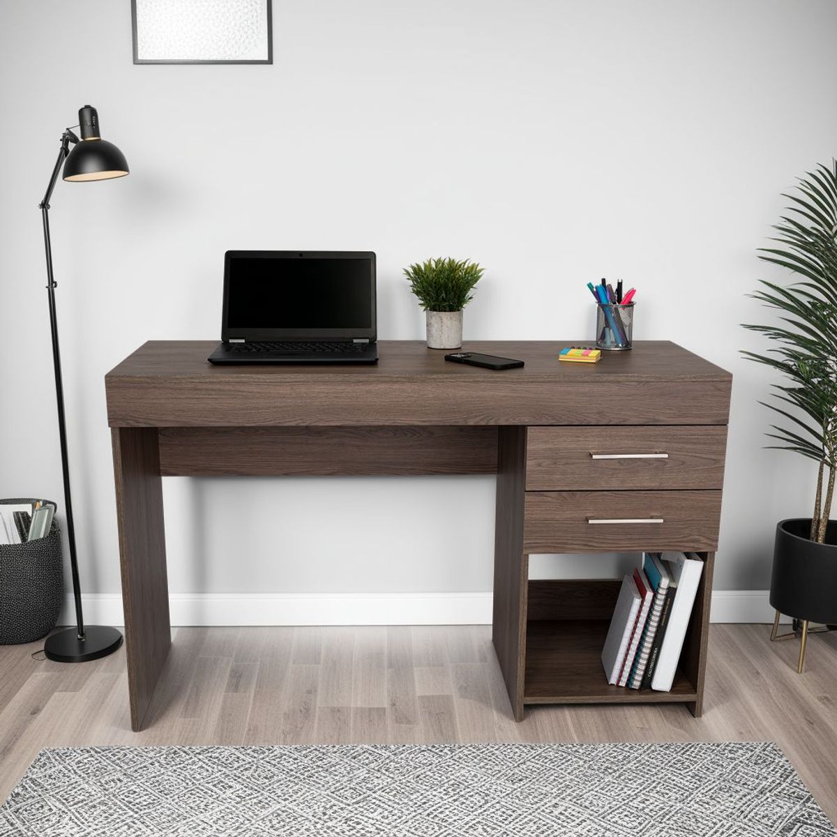 TUHOME - Escritorio Recto 2 Cajones Ibare 75x120x45.7 Cm Milan