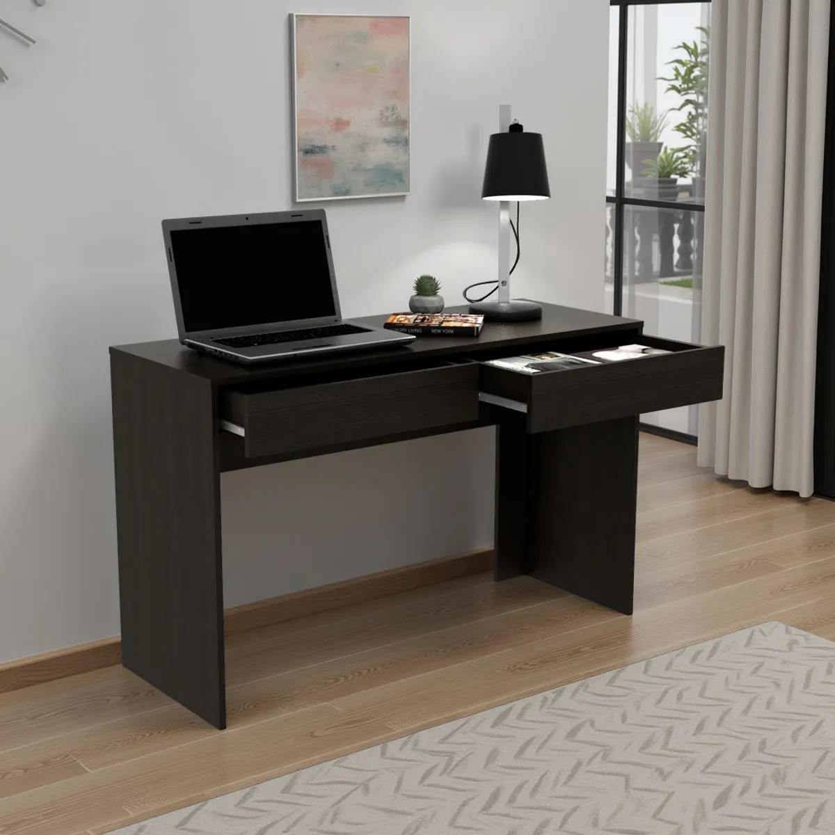 TUHOME - Escritorio 1 Cajon Acre Wengue 75x120.2x45 Cm