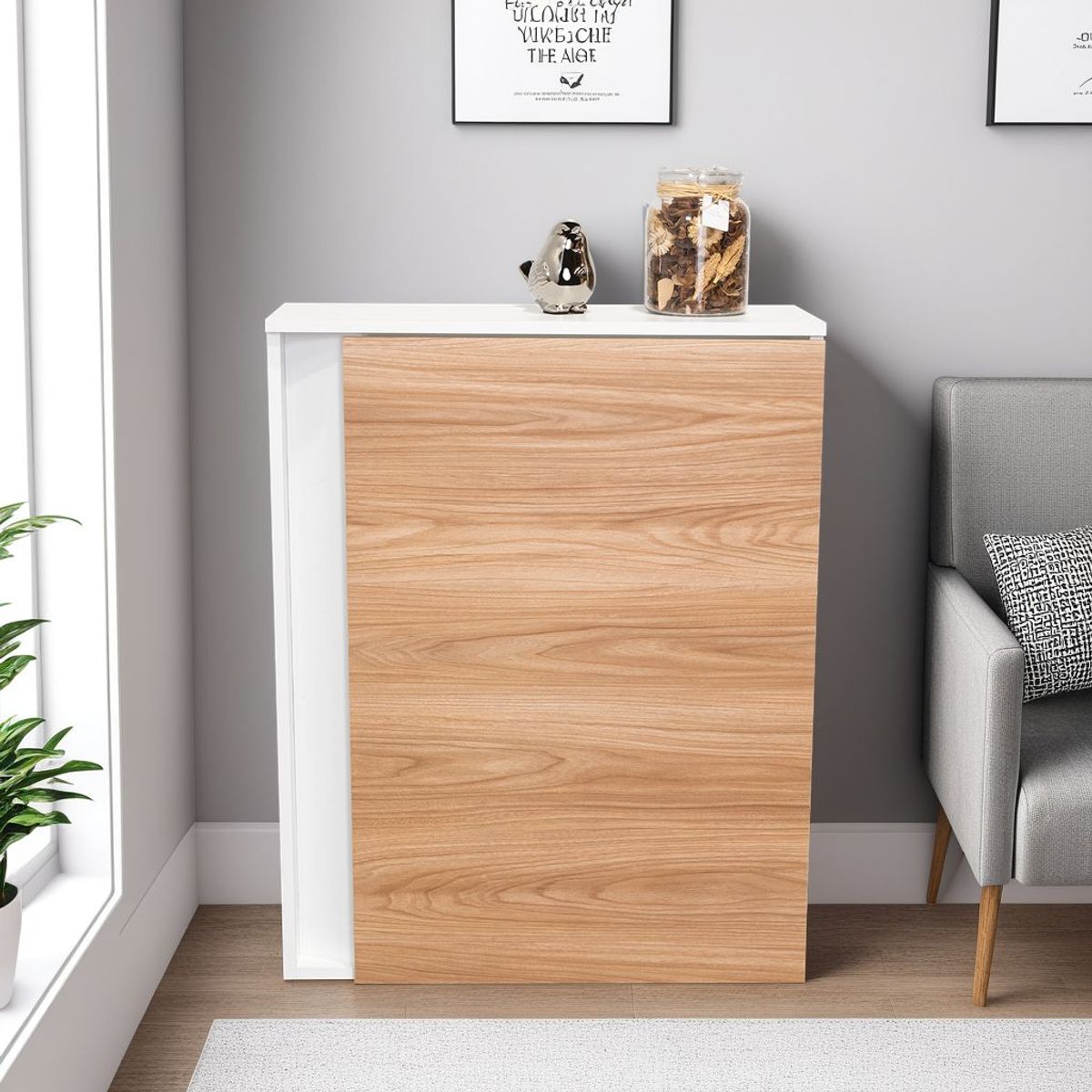 TUHOME - Escritorio 1 Cajon Home Ceniza 75.6x120.2x47.3 Cm