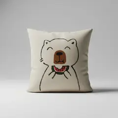 HAOKIDS - Cojín capibara pintado a mano en lona impermeable y con relleno antialérgico 26 cm
