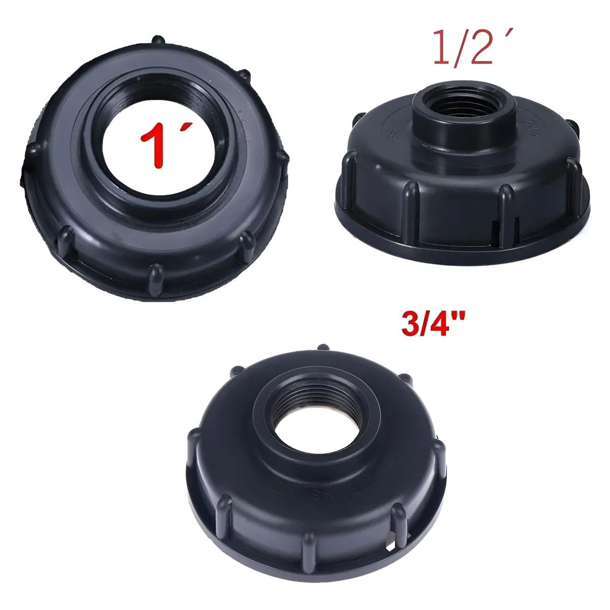 GENERICO - Tapas Ibc S60x6 Salida 1/2, 3/4 Y 1 Pulgada Pack 3 Unid. Nergo