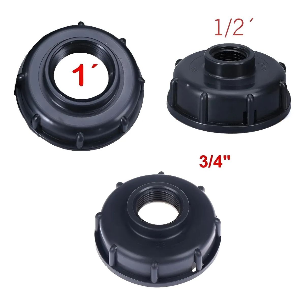 GENERICO - Tapas Ibc S60x6 Salida 1/2, 3/4 Y 1 Pulgada Pack 3 Unid. Nergo