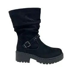 HERIEL - Bota Negra Plataforma Mujer