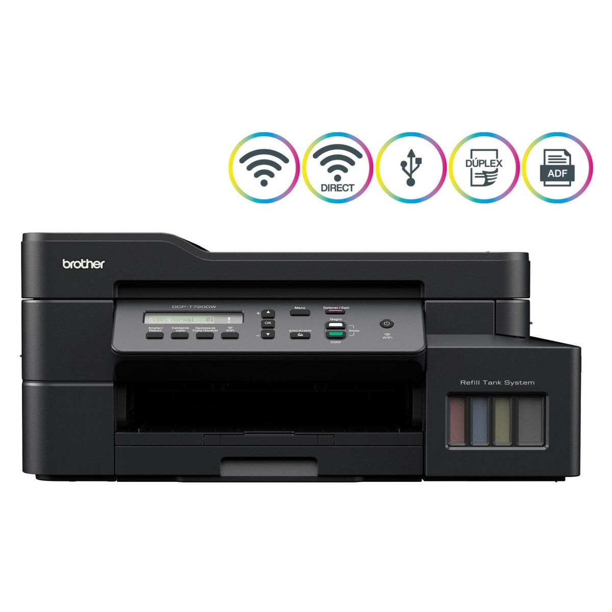 BROTHER - Impresora Multifuncional Brother DCPT720DW Tinta Continua Color WiFi Dúplex ADF