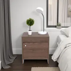 TUHOME - Velador 1 Puerta Colore 41.6x40x35.2 Cm Milan Y Blanco