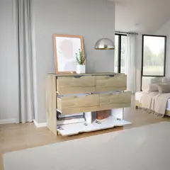 TUHOME - Comoda 4 Cajones Basilea 77.6x107.1x41.3 Cm Duna Y Blanco