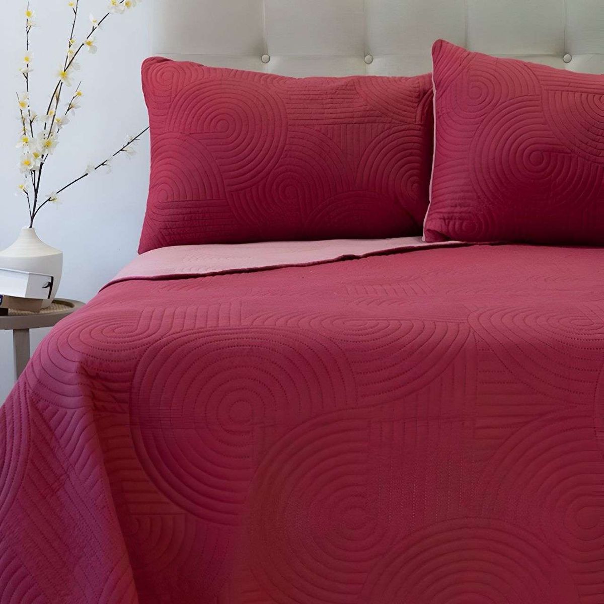 GENERICO - Cubrecama Quilt Hotpress Liso Bicolor King 01