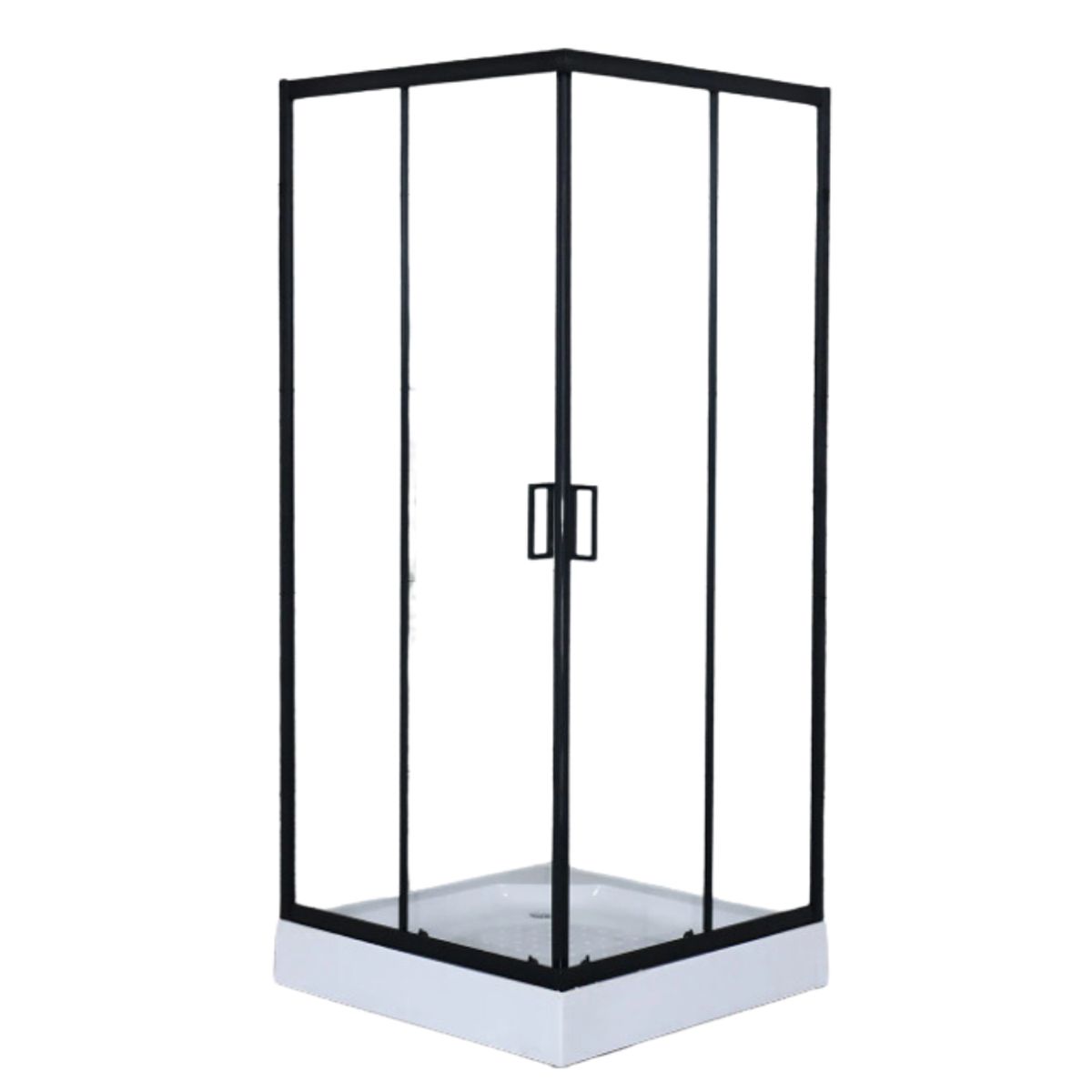 DOER - Combo Cabina de Ducha 80x80x200 + Grifería monomando ducha + Grifería lavamanos Negro