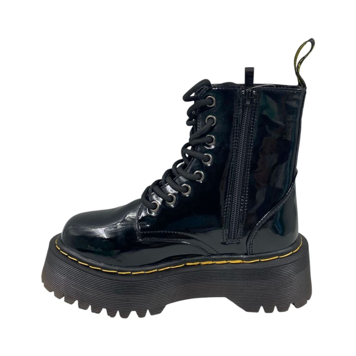 HERIEL - Botín Negro Charol Plataforma Mujer