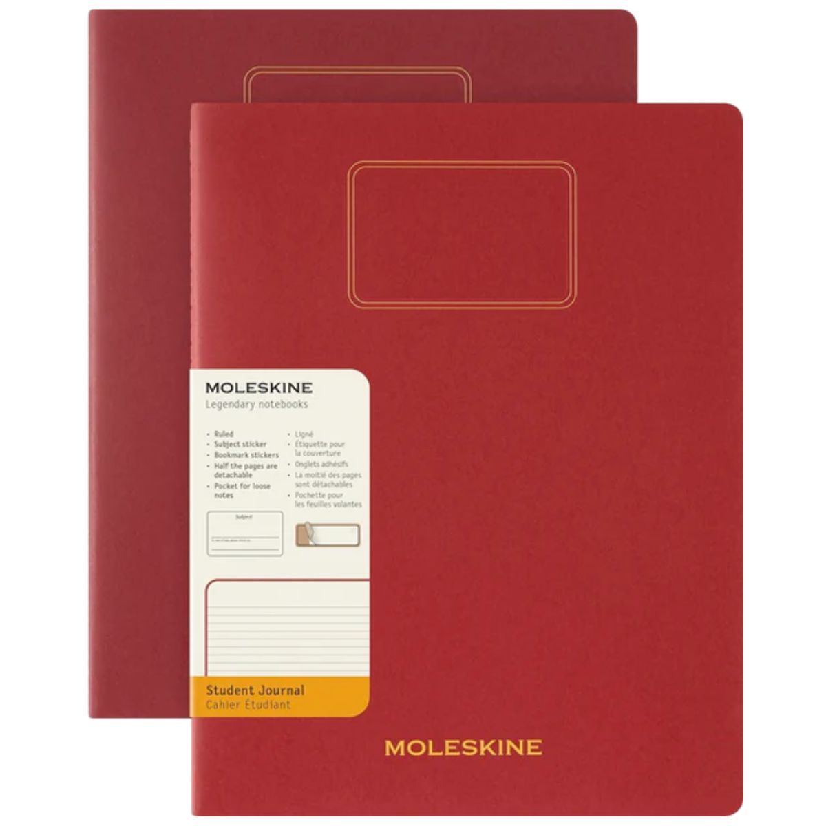 MOLESKINE - Cuaderno Moleskine estudiante. Set de 2 - Tapa Blanda - XXL - Rojo arándano - De rayas