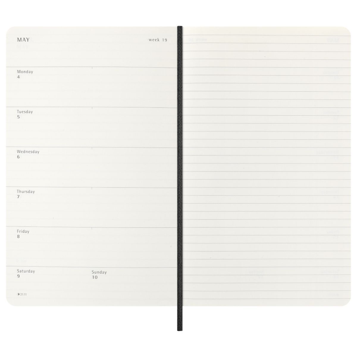 MOLESKINE - Agenda Moleskine 2026 - Semanal - T. blanda - Large - Negro