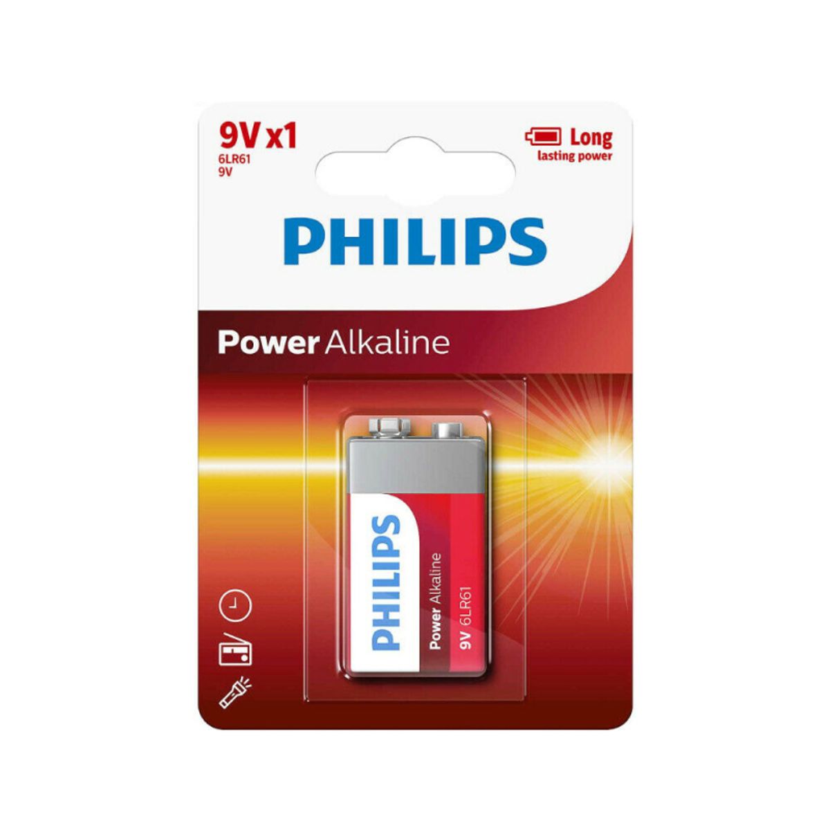 PHILIPS - Batería Philips Power Alcalina 6LR61  9V