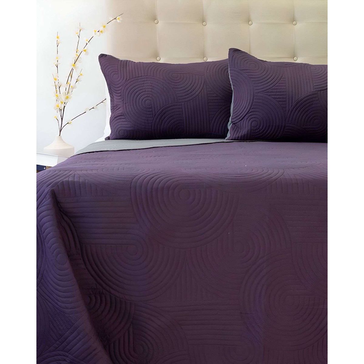 DORAL - Cubrecama Quilt Hotpress Liso Bicolor 2 Plazas Doral