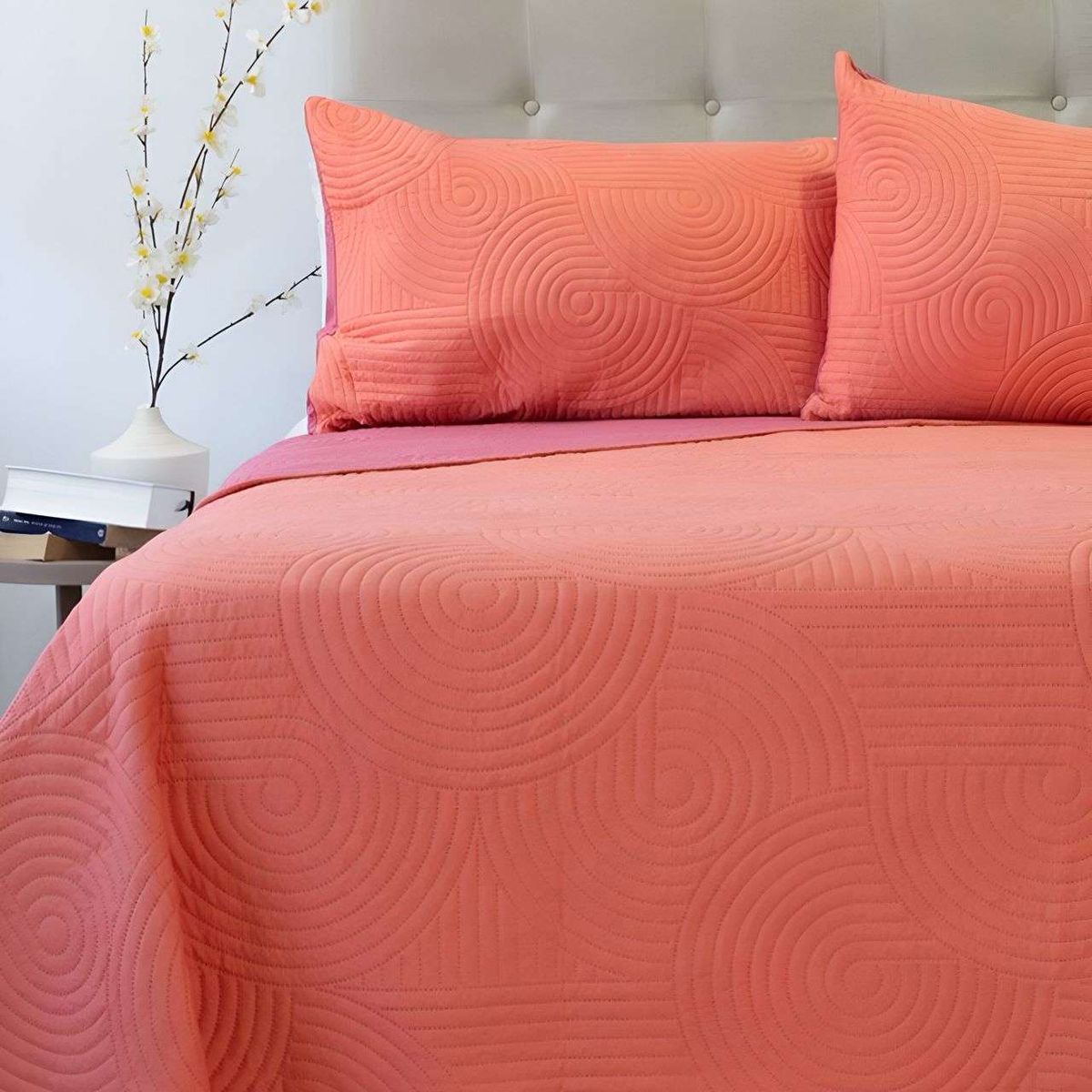 DORAL - Cubrecama Quilt Hotpress Liso Bicolor 2 Plazas Doral