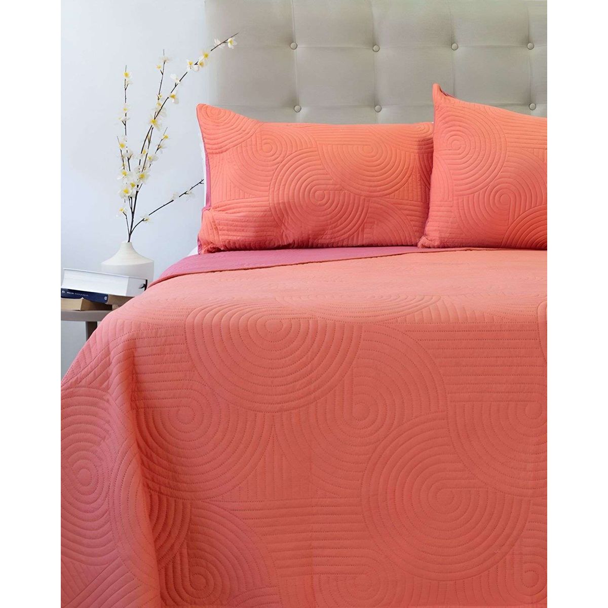 DORAL - Cubrecama Quilt Hotpress Liso Bicolor 2 Plazas Doral