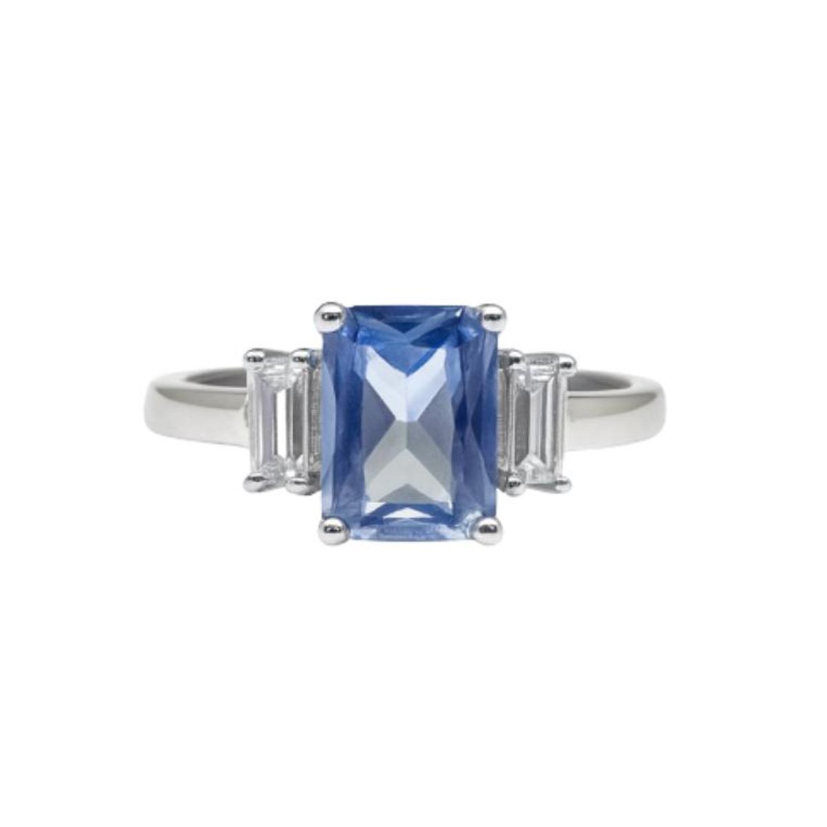 JOYAS LANDEROS - Anillo Solitario Triple con Agua marina central