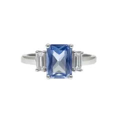 JOYAS LANDEROS - Anillo Solitario Triple con Agua marina central