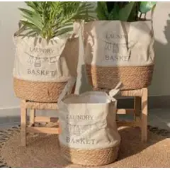 TODOHOGAR SANTIAGO DE CHILE - Set De 3 Canastos Decorativos - Beige