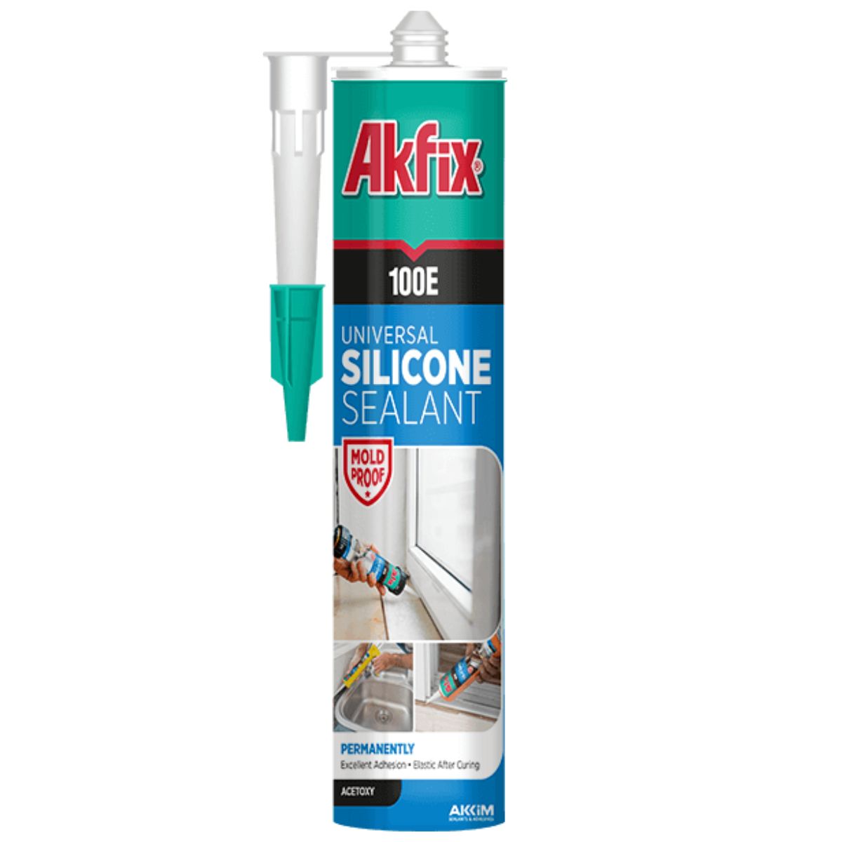 AKFIX - 24x Silicona Acetica Akfix 100E Blanca 280ML