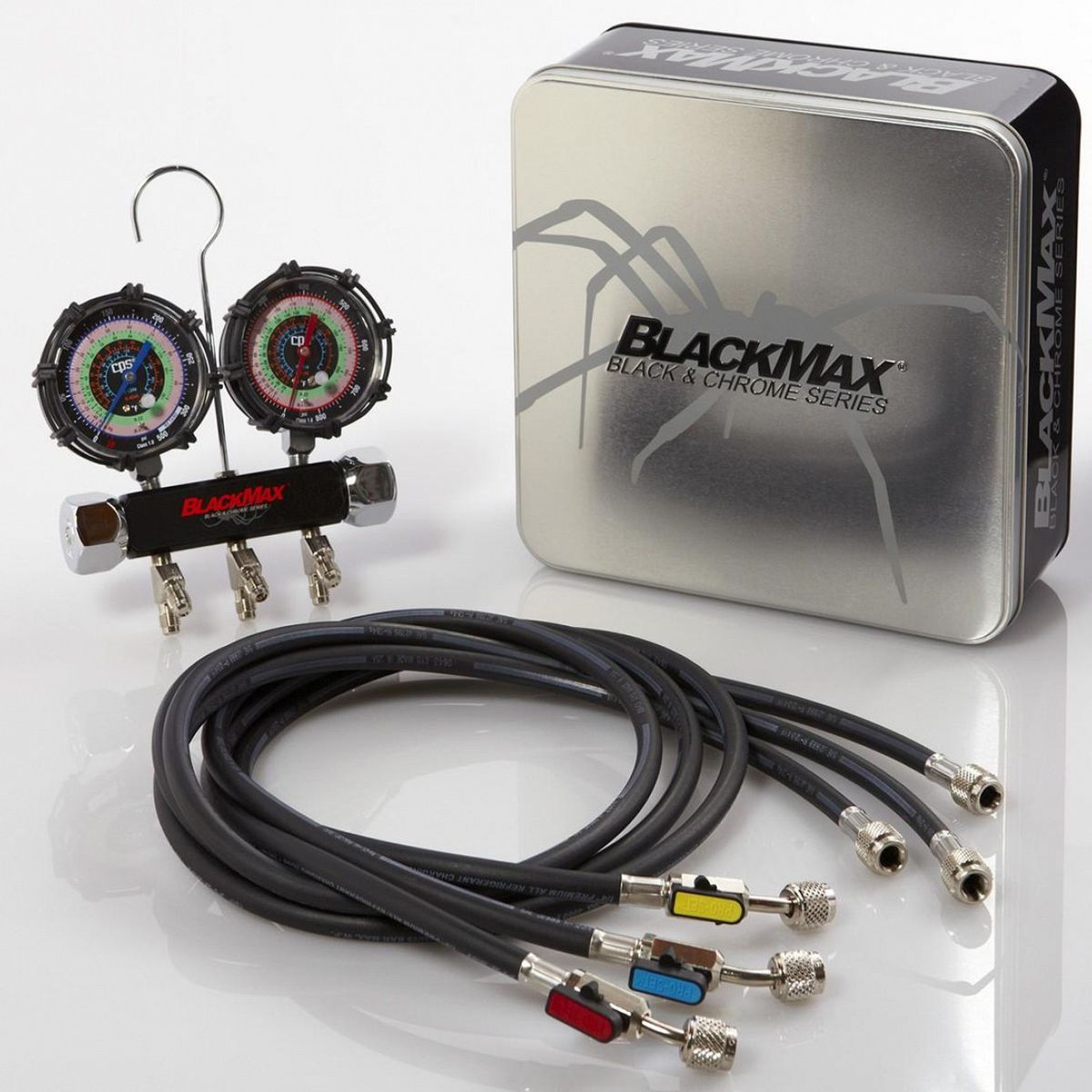 GENERICO - Manometro Manifold Black Max Y Mangueras R134 R410 R404 R22 CPS