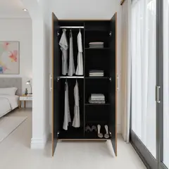 TUHOME - Closet 2 Puertas Tera Fresno Europeo Y Wengue 180x80x48 Cm