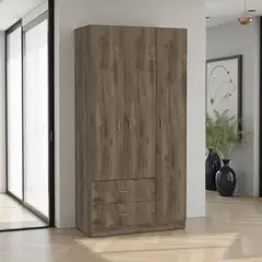 TUHOME - Closet 3 Puertas 2 Cajones Austral 180.4x90x47 Cm Bellota Y Blanco