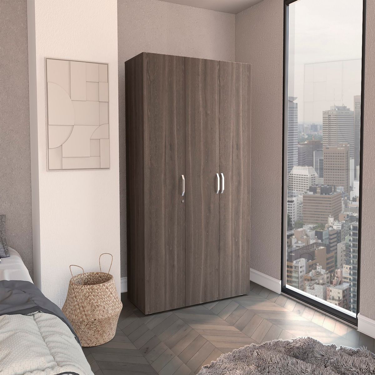 TUHOME - Closet 3 Puertas 1 Cajon Roko Milan Y Blanco 181.9x120.1x48.8 Cm