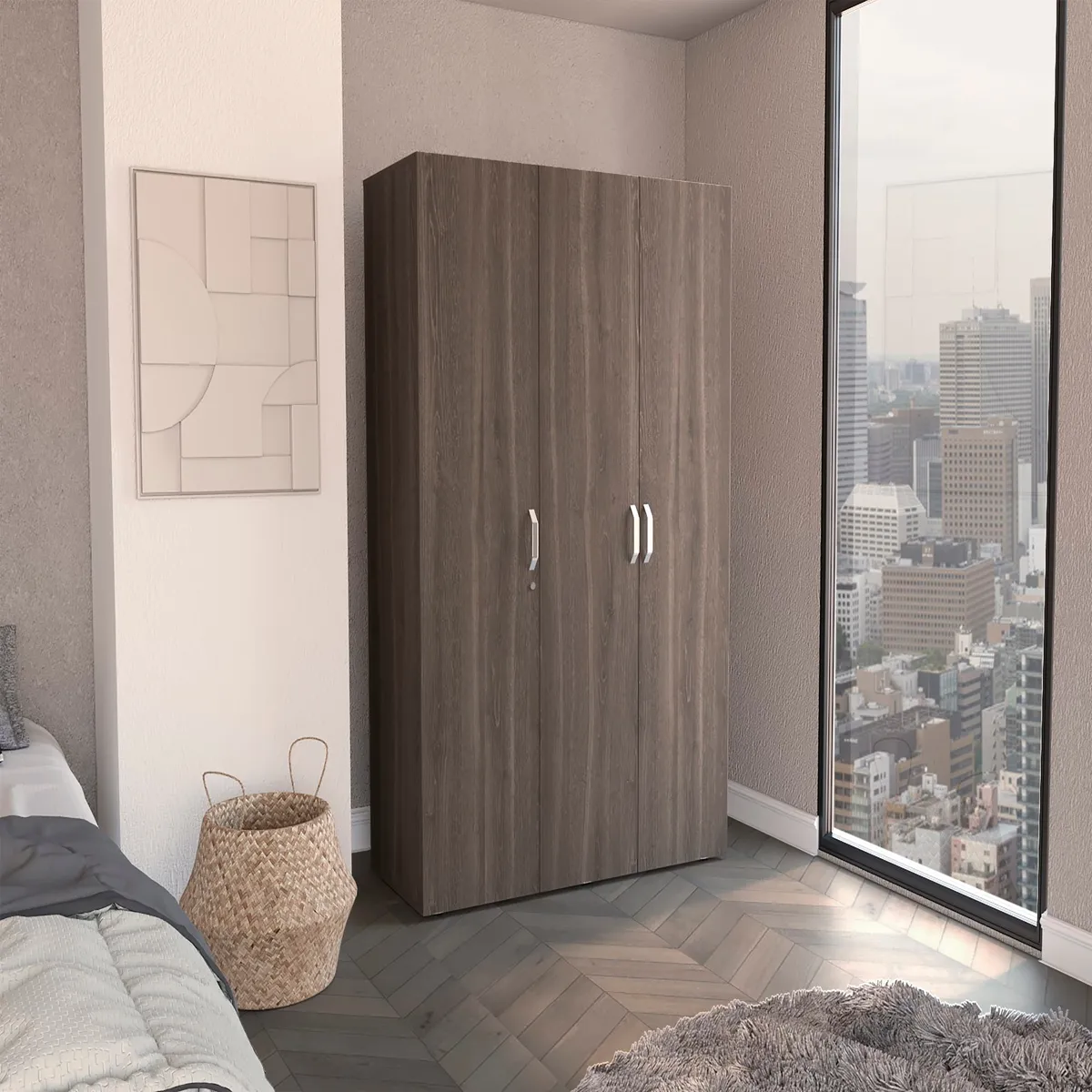 TUHOME - Closet 3 Puertas 1 Cajon Roko Milan Y Blanco 181.9x120.1x48.8 Cm