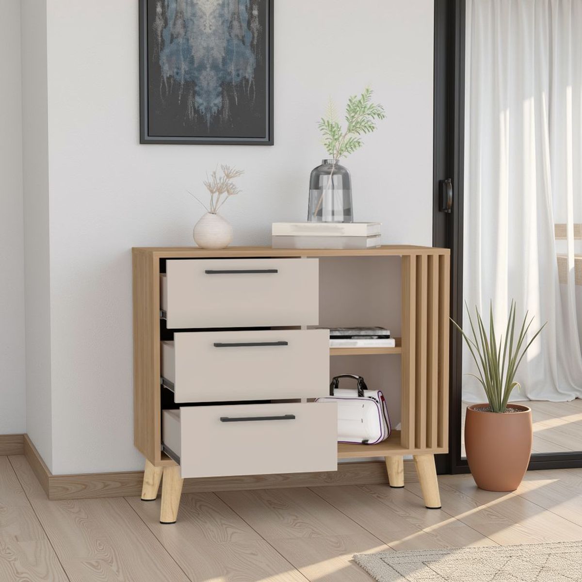 TUHOME - Mueble De Cocina Mural Corinto 62x150x345 Cm Macadamia