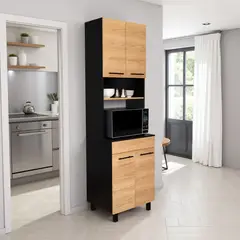 TUHOME - Mueble De Cocina Para Microondas Luna Wengue Y Fresno 210x60x491 Cm