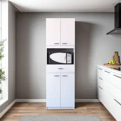 TUHOME - Mueble De Cocina Para Microondas Bau Blanco 197x62x39 Cm