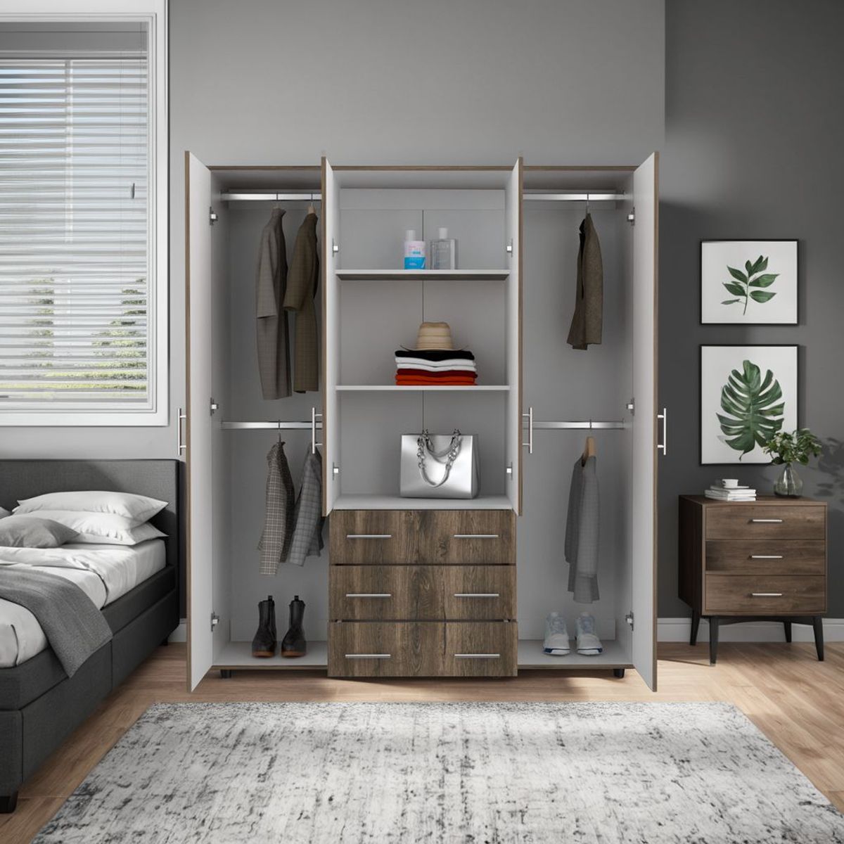 TUHOME - Mueble De Cocina Mural 60x150x31.5 Cm Miel Y Blanco 6 Puertas