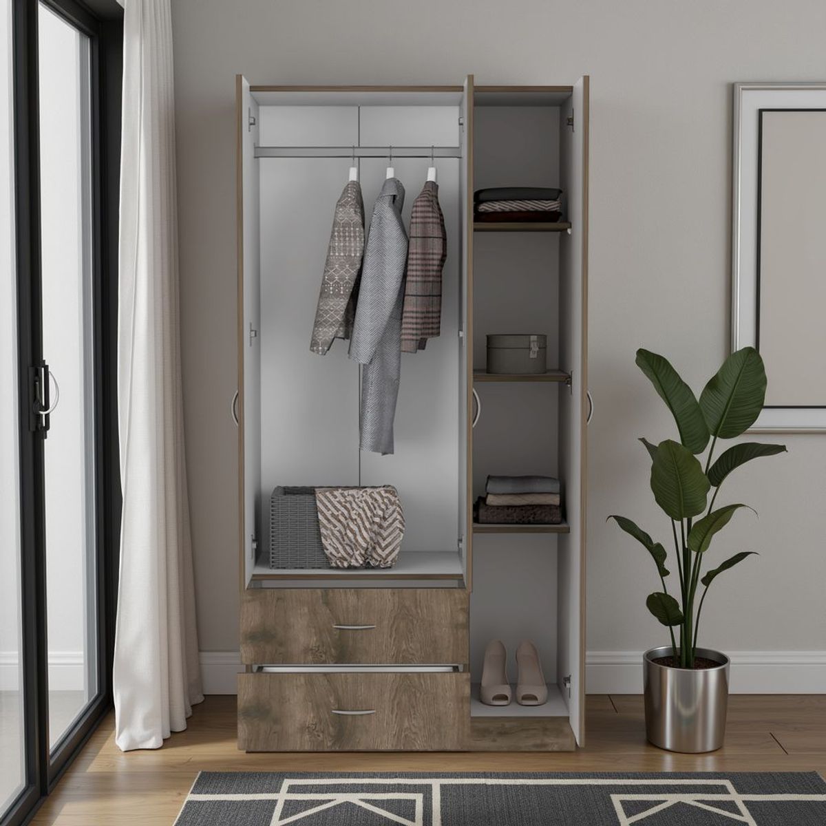 TUHOME - Isla De Cocina Fendi 90x120x60 Cm Wengue Y Fresno Europeo