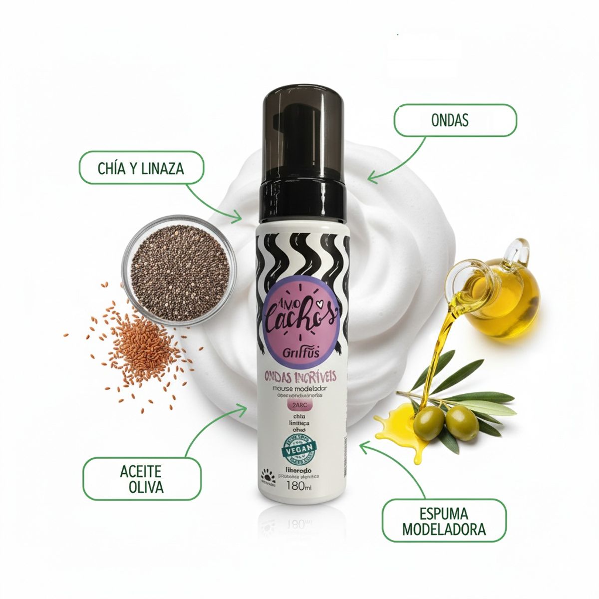 GRIFFUS - MOUSSE MODELADOR DE ONDAS INCREIBLES 180ML GRIFFUS