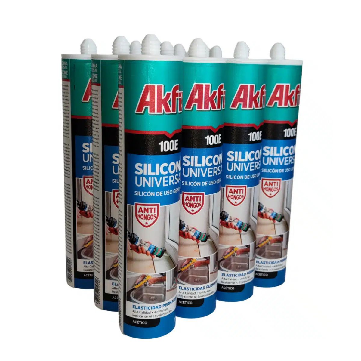 AKFIX - 12x Silicona Acetica Akfix 100E Blanca 280ML