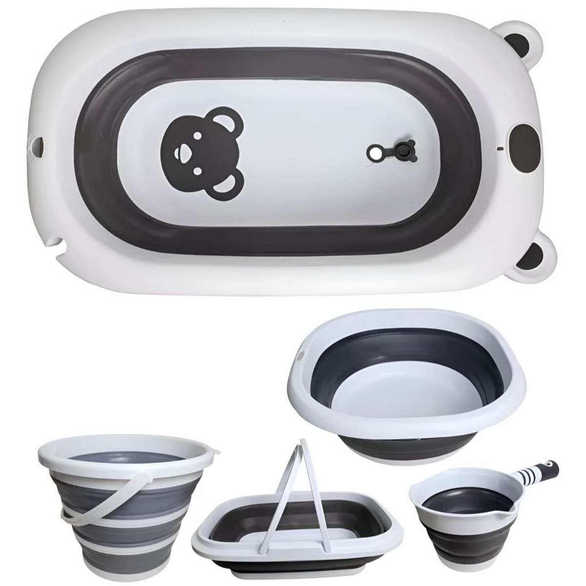 GENERICO - Kit Bañera Para Bebés Bañera Plegable De 5 Piezas