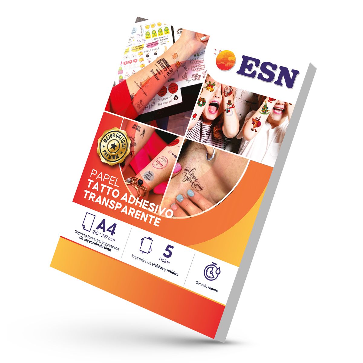 GENERICO - PAPEL TATTO INKJET ADHESIVO A4 5HJ TRANSPARENTE ESN - Blanco - A4