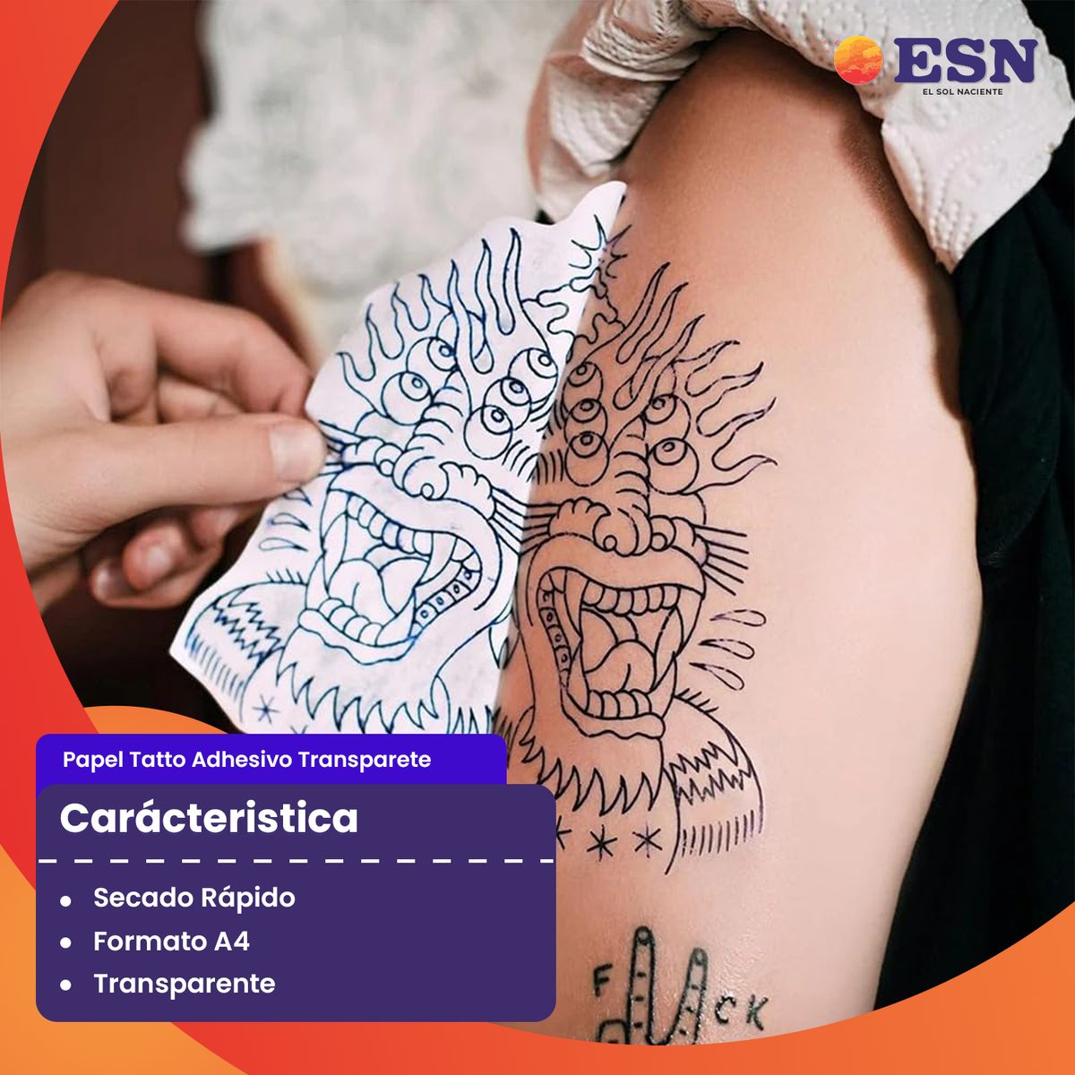 GENERICO - PAPEL TATTO INKJET ADHESIVO A4 5HJ TRANSPARENTE ESN - Blanco - A4