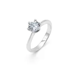 JOYAS LANDEROS - Anillo Solitario Plata Italiana 925 con Circón de 6mm