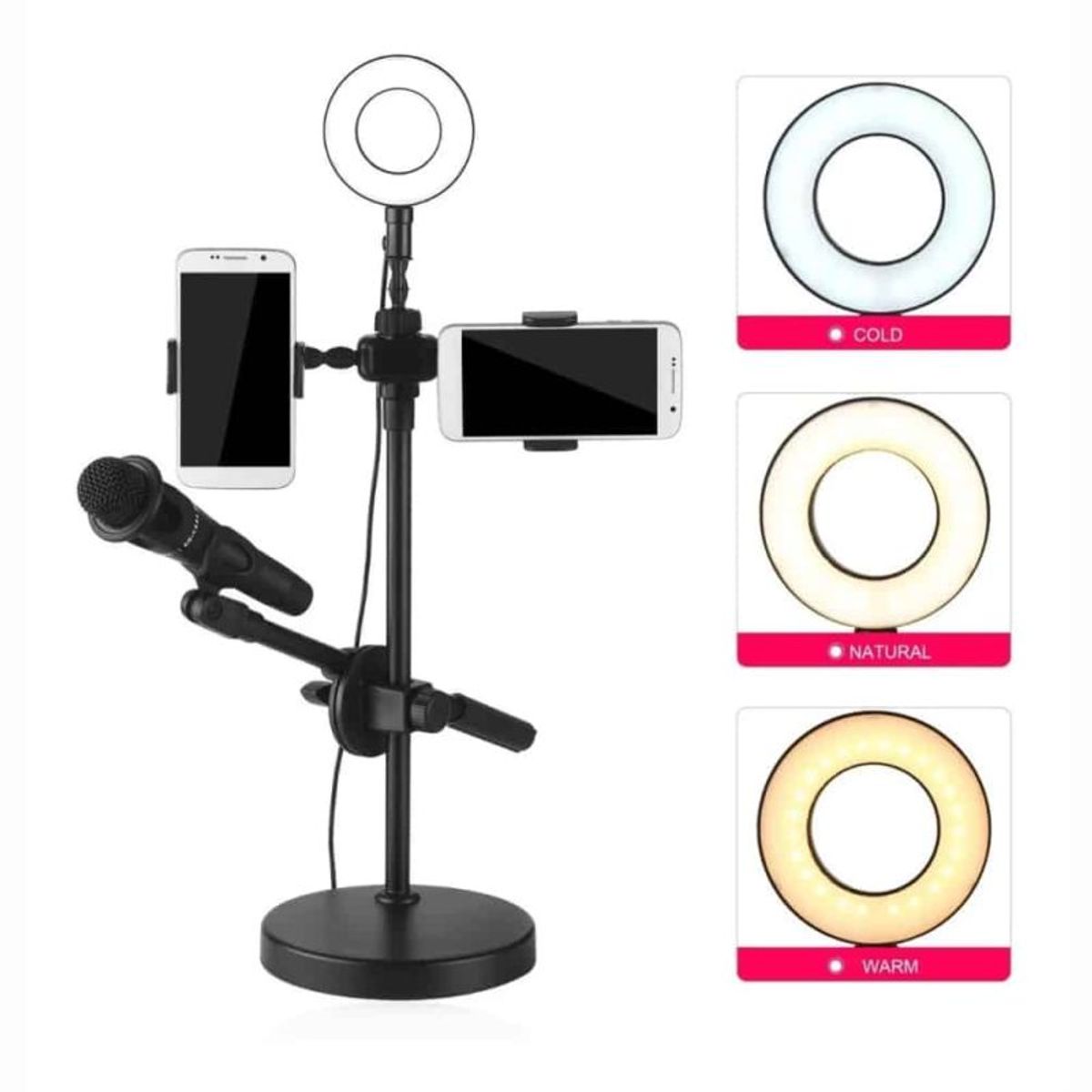 GENERICO - Kit Streamer con aro de luz porta micrófono y smarphones  DBSC056