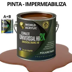 WORLD ACRYLIC - PINTURA ALTO TRANSITO PU 2K - KIT A+B GALÓN NOGAL MEDIO