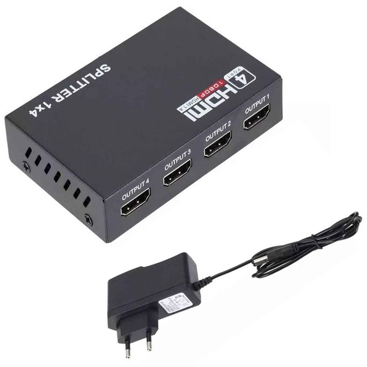 GENERICO - SPLITTER HDMI 4 SALIDAS, V1.4, SOPORTA 3D. AMPLIFICADO