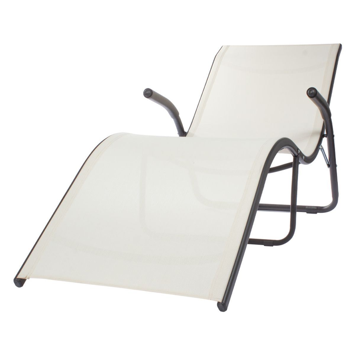 CITYSHOP - Reposera Wave Beige Aluminio Negro y Textilene  Liviana y Resistente para Exterior e Interior